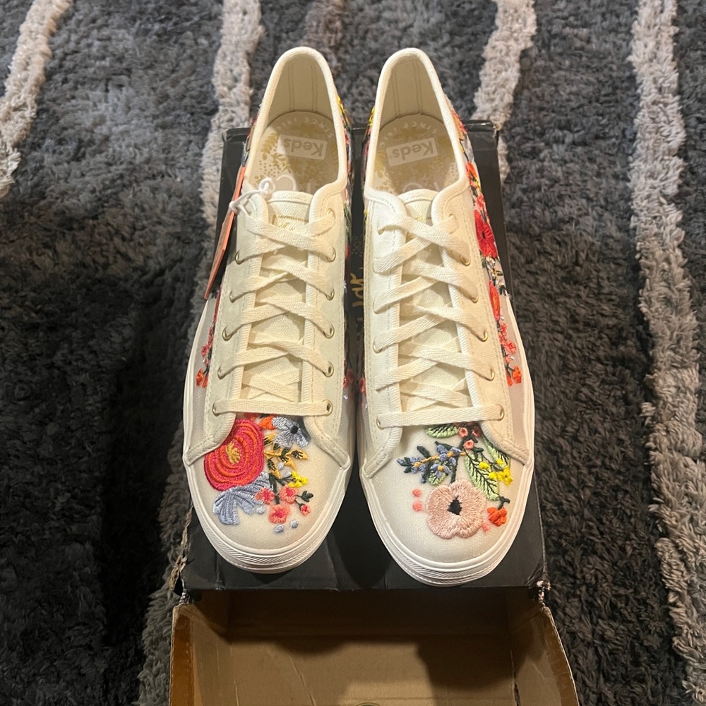 Keds Triple Kick Floral Embroidered Sneakers - Multicolor